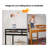 Black Wood Junior Loft Bed With Stairs Full Size For Adults, Kids And Young Teens