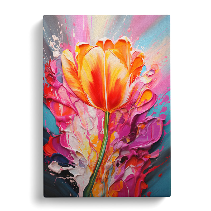 Tulip Flower Action - Wrapped Canvas, 76cm H x 50cm W x 3cm D