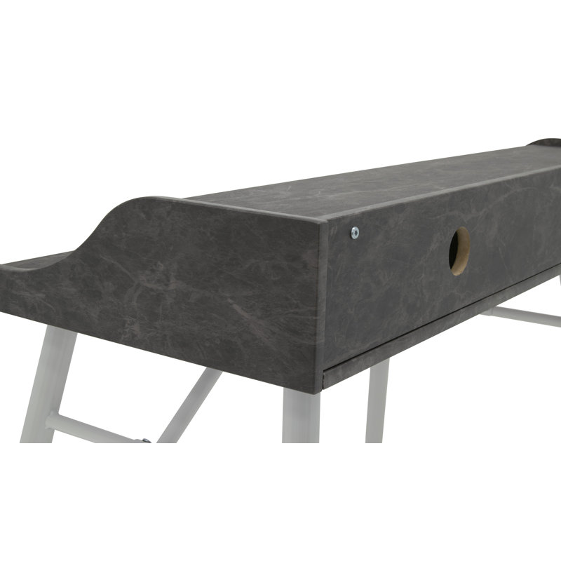 Bureau large avec rehausse Haddan, Gris / Blanc