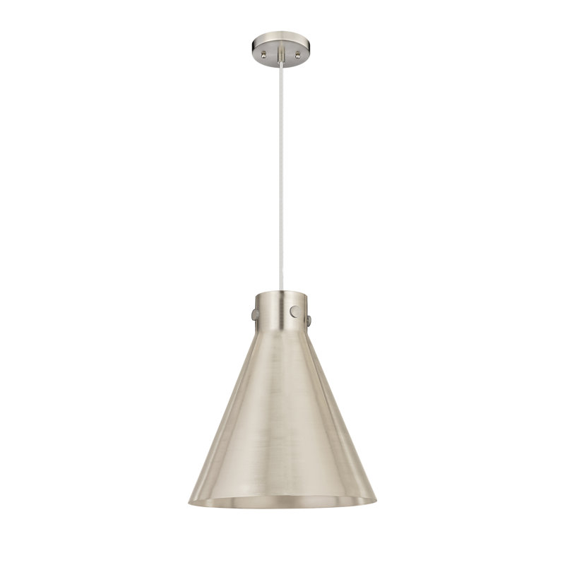 Luminaire suspendu simple à 1 lumière Bertilla, Nickel satiné, Nickel satiné