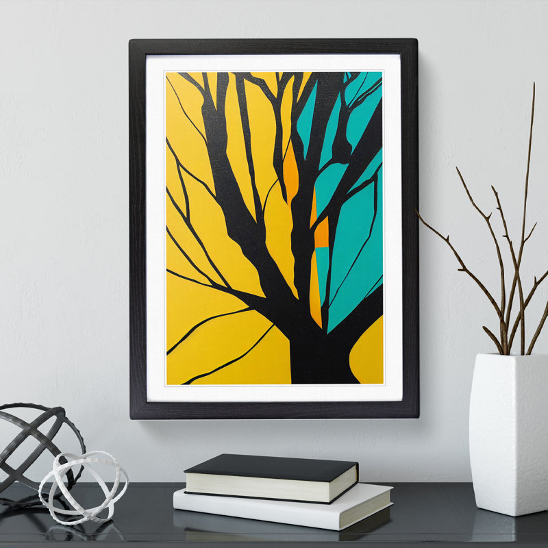 Unique Abstract Tree No.2 - Single Picture Frame Print, Black Framed, 64cm H x 46cm W x 2cm D
