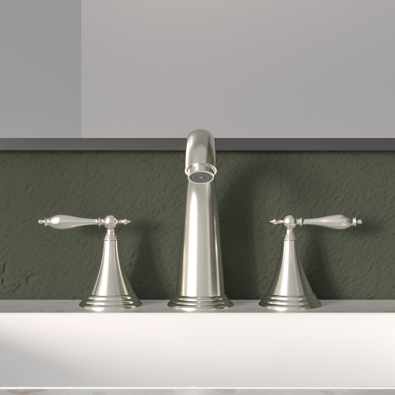 Widespread 2-handle Bathroom Faucet with Drain Assembly, Brushed Nickel
