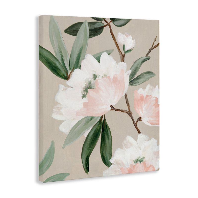 Toile rose Elegance Foliage, design par Alex Black, H 20 po x l 16 po