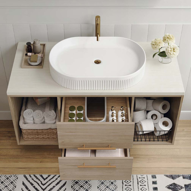 Meuble-lavabo mural 38,2 avec lavabo ovale en céramique