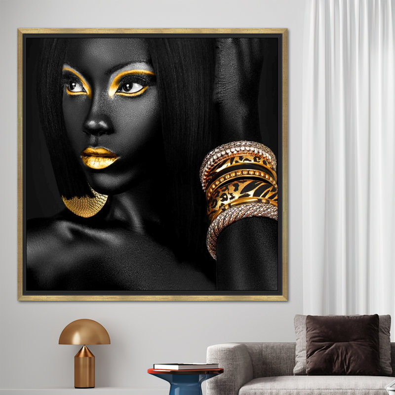 Print on Canvas, 20 cm H x 20 cm W, Gold, Framed Print without Mat