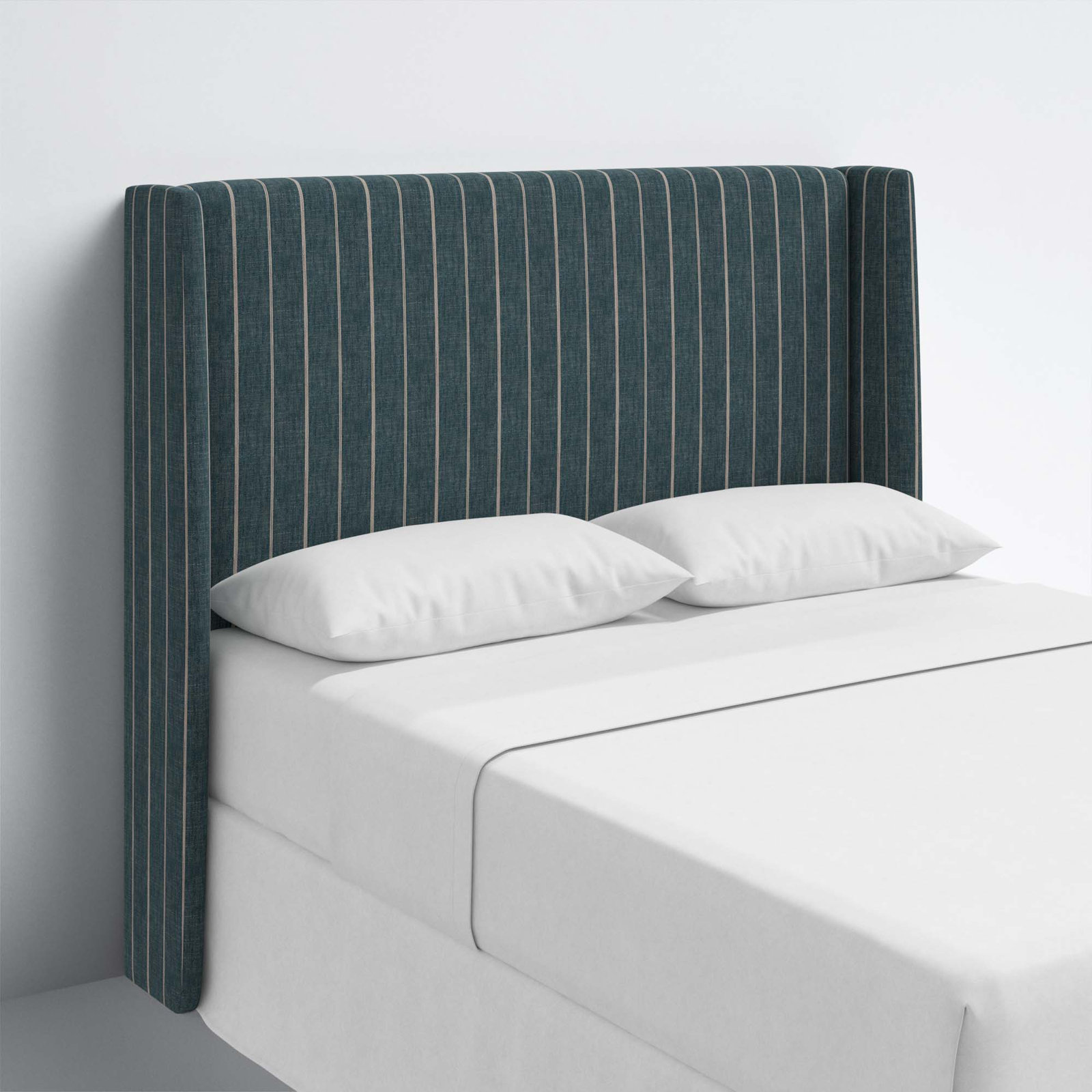 Tilly Upholstered Headboard, Queen, Fritz Indigo Stripe