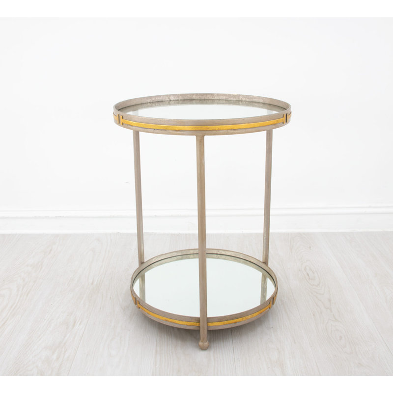 Tiffany End Table, Distressed Champagne/Gold Leaf