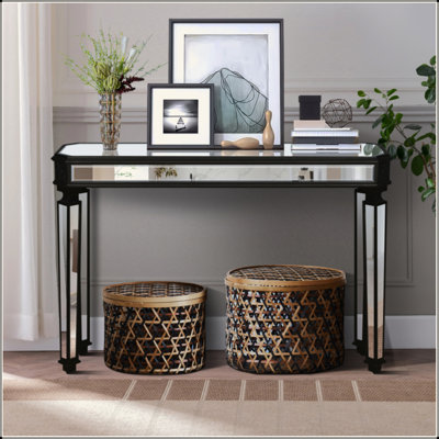 Mirror Console Table Vintage Wood Grain Carving Process Gorgeous And Noble For Entryway, Sofa Table,Living Room