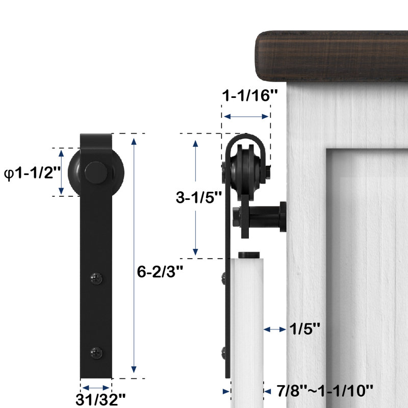 Black Carbon Steel Mini Sliding Barn Door Hardware Kit, 4ft