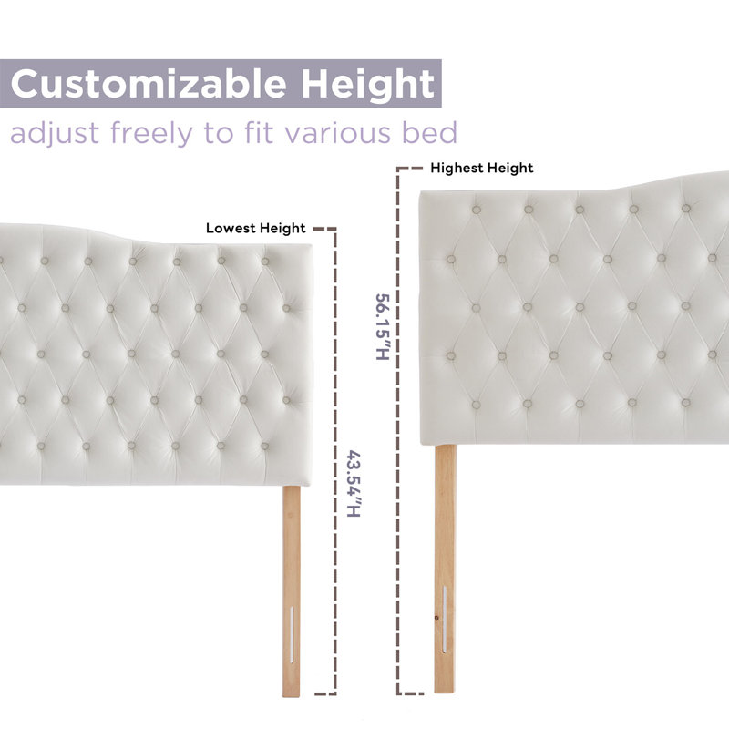 Tête de lit tapissier Aveigha, Velours blanc, Grand