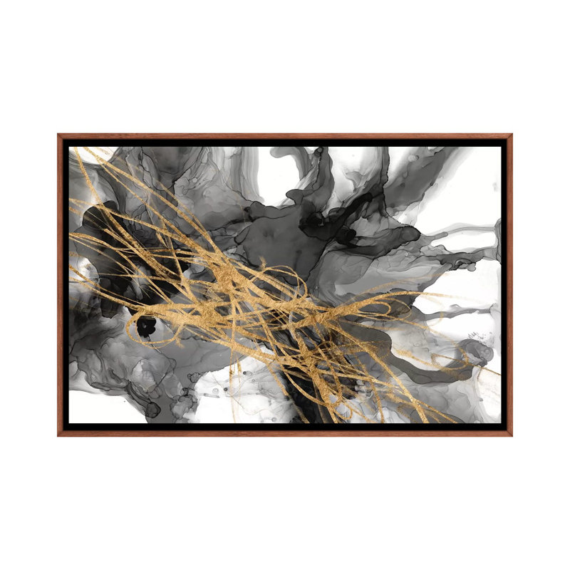 « Golden vortex II » par Jennifer Goldberger, reproduction d’art, Toile avec cadre en bois classique