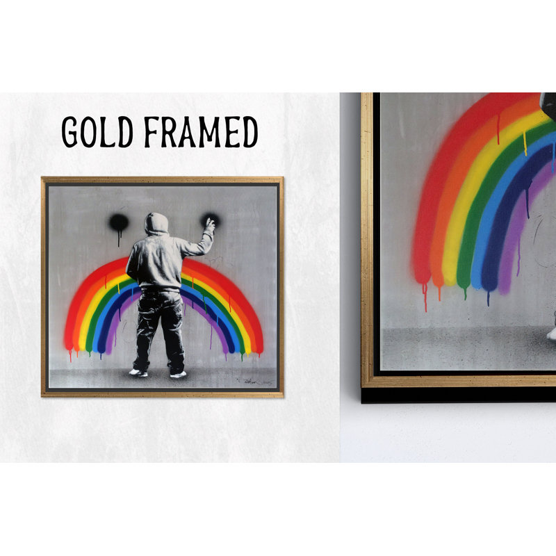 Sad Rainbow Graffiti Art - Art mural sur toile, 1P, H: 47,3 po x l: 47,3 po