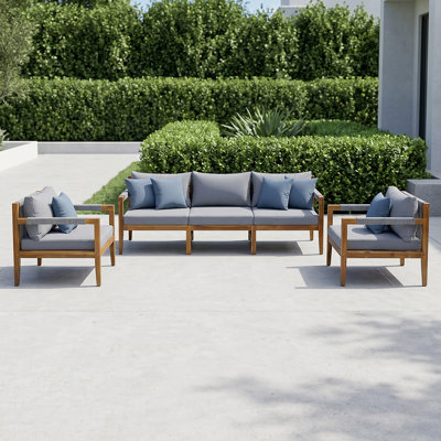 Ensemble de conversation de jardin 3 pièces avec coussins résistants à l'eau - mobilier d'extérieur parfait