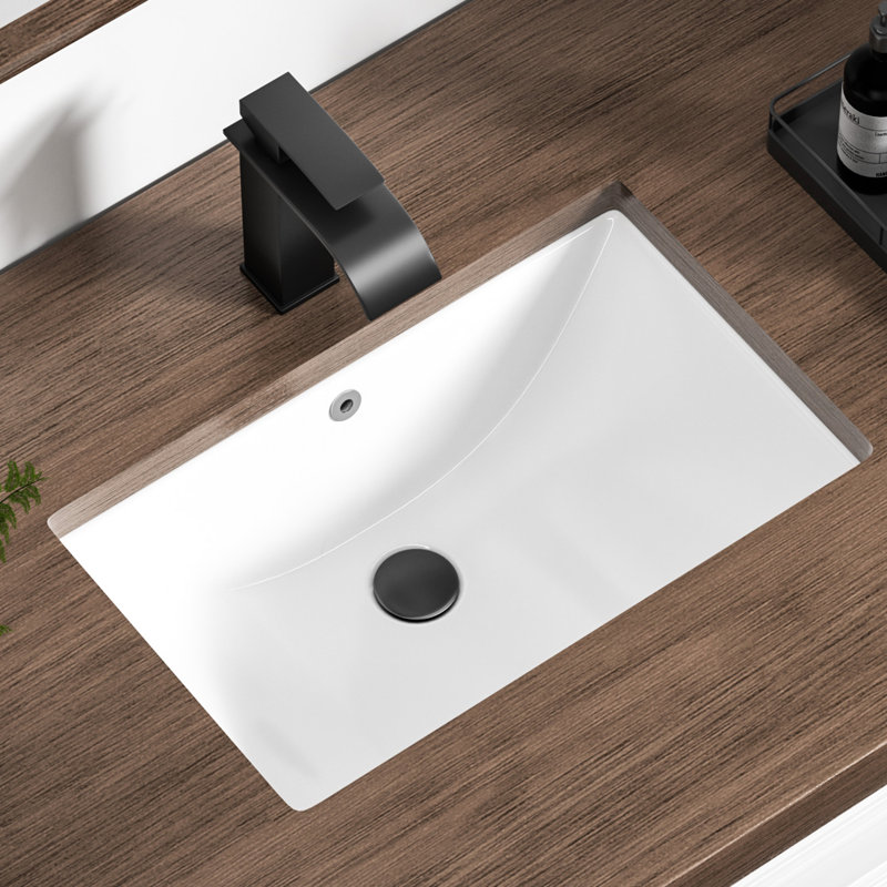  Lavabo de salle de bain encastrable en céramique blanche avec trop-plein 18,7 po x 11,9 po KARAMAG