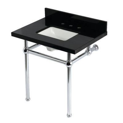 Lavabo console en laiton noir Templeton 30 pouces avec pieds en laiton Kingston (8 pouces, 3 trous) Kingston