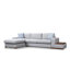 Canapé d'angle moderne avec structure en bois de hêtre, tissu gris clair, 130,3 po x 76,4 po x 33,5 po | Revêtement 100% polyester, comprend 2 coussins portables (17,7 po x 17,7 po) | Design scandinave élégant, pieds en noyer, durable et confortable-1017776820-1017776821