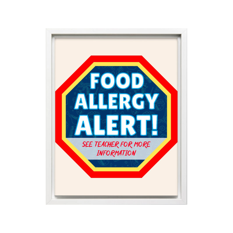Food Allergy Alert, Canvas, 12"H x 16"W, White Framed