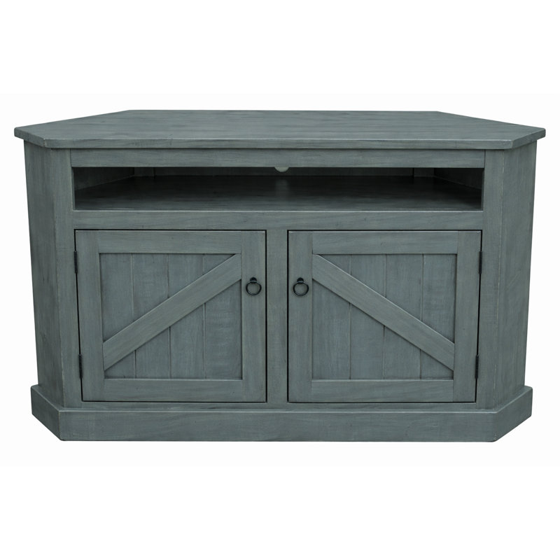 Benji Unfinished Corner TV Stand for TVs up to 65", Dark Blue