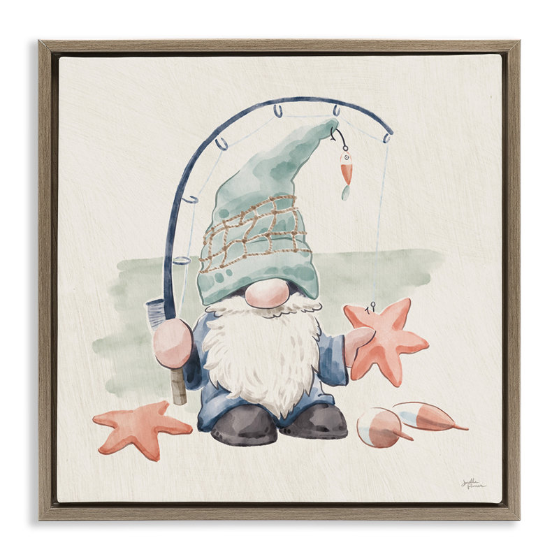 Gnome de pêche d'été, Cadre flottant orme Montalcino, H 25 po x l 25 po