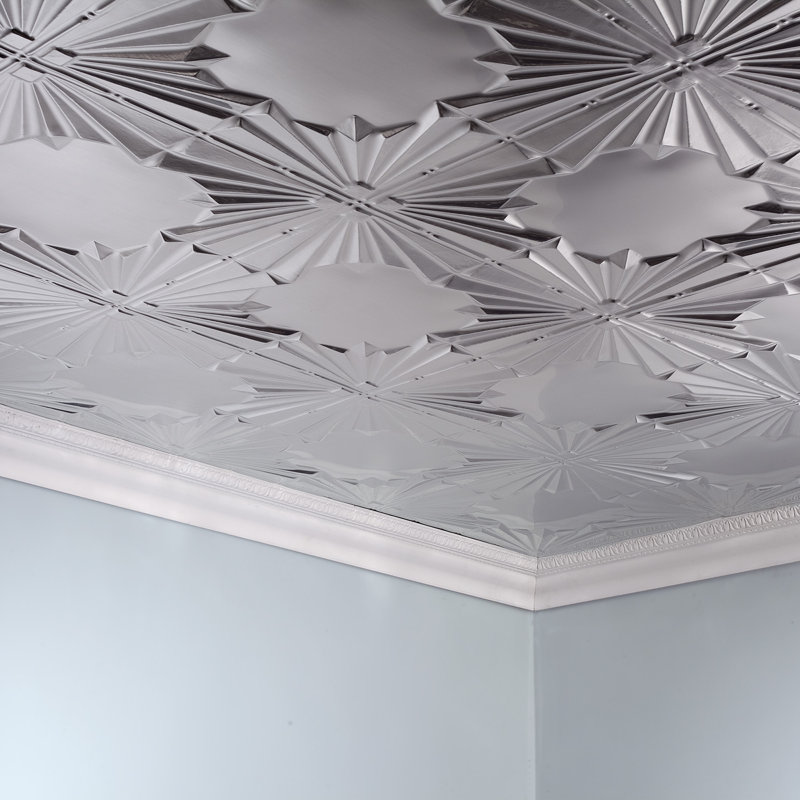 Panneau de plafond décoratif en vinyle 2 pi x 4 pi FASÄDE Art Deco, Aluminium brossé