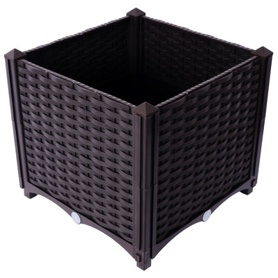 Deep Raised Garden Bed Plastic Planter Boxes 15.7" Dimensions Self - Watering With Water Retention Compartment For Fruits And Vegetables On Balcony Patio Terrace Backyard Herbs Flowers