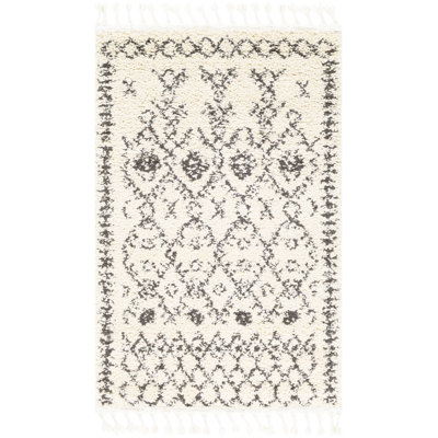 Mossy Moroccan Charcoal Grey/Beige Area Rug