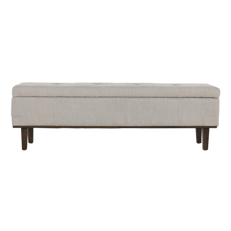 Louise Upholstered Storage Bench, French Beige Basketweave