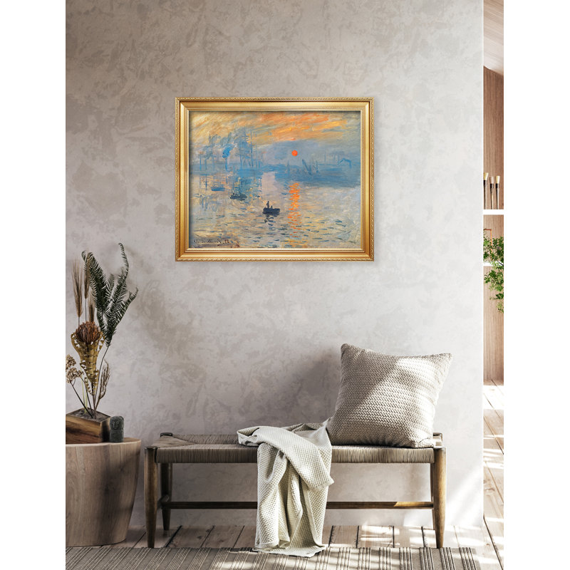 " Impression Sunrise " by Claude Monet, 24" H x 30" W x 0.75" D, Gold Framed