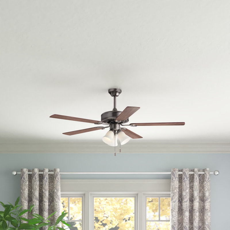 Giambrone 52'' Ceiling Fan with LED Lights, Nickel with Maple/Walnut Blades