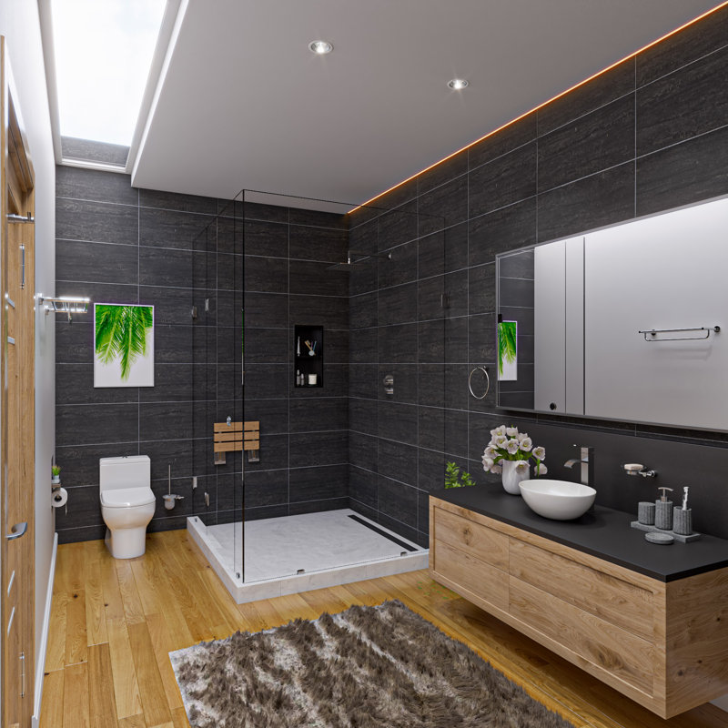 Alcôve de douche en acier inoxydable, Noir