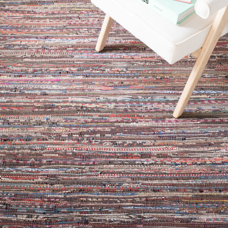 Bussard Rug Hand Woven Cotton Abstract Rug, Round 4'