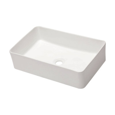 21"X14" White Ceramic Rectangular Vessel Bathroom Sink