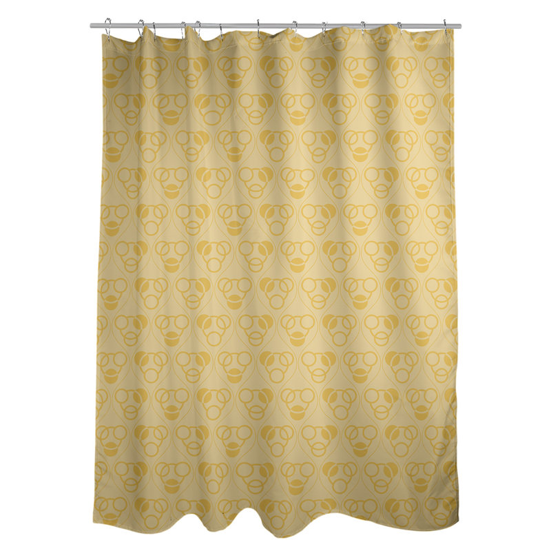 Rideau de douche simple cercles et vagues classic, Jaune