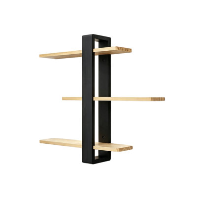 Wall Adjustable Floating Shelves, 3 Tier Wooden Book Shelf 50cm Wall Shelf Unit, Pine Shelf for Storage and Decor