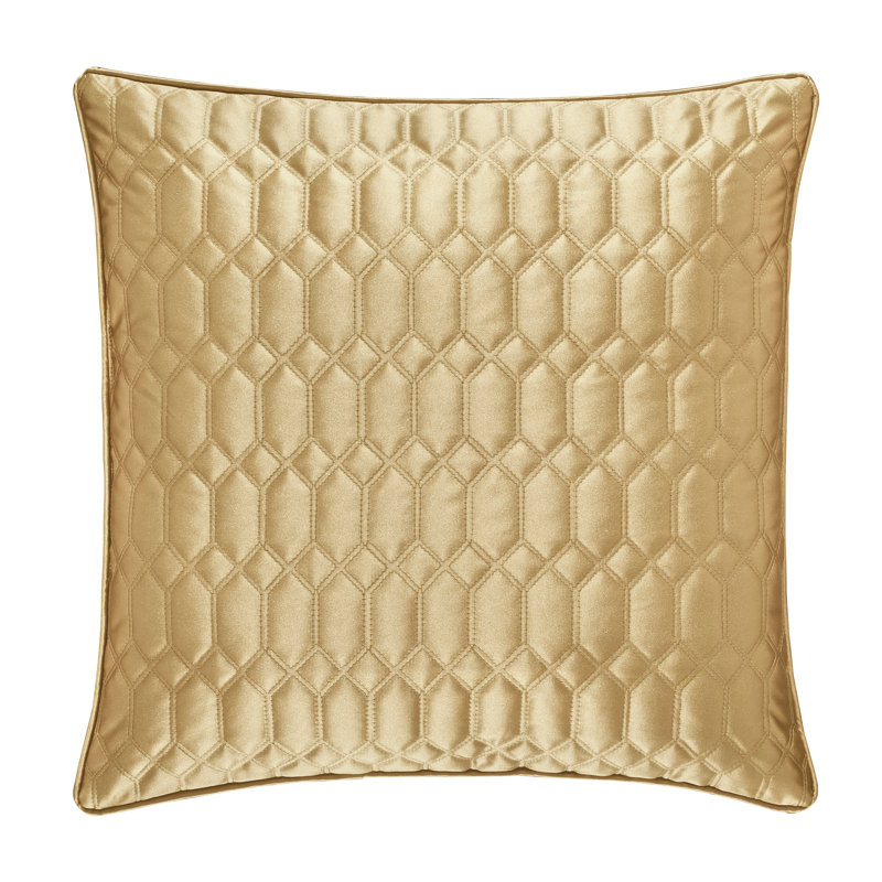 Gold Satin Quilted 20" Square Throw Pillow