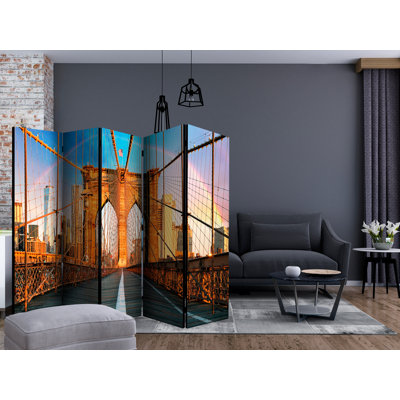 Mirren 225cm W x 172cm H 5 - Panel Solid Wood Folding Room Divider