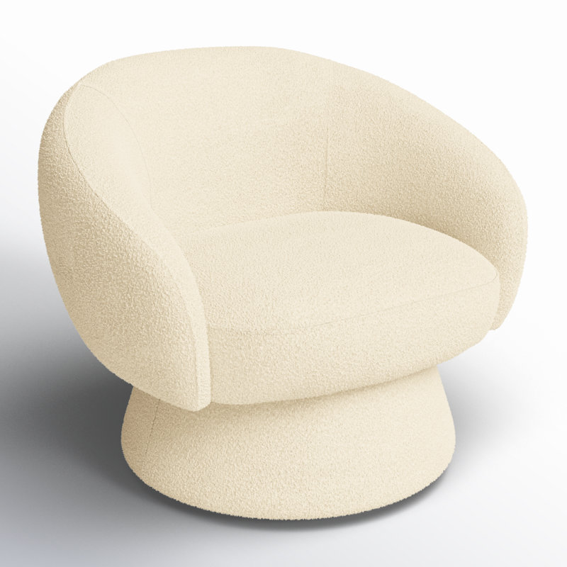 Boucle Swivel Barrel Chair, Cream