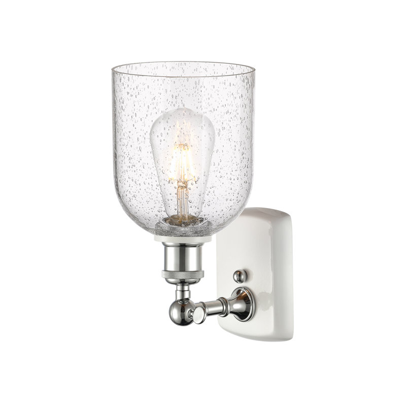Anacaren Steel Armed Sconce, Seedy, White Polished Chrome