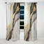 Rideau occultant abstrait en marbre blanc et doré Abstract Geode II - 1 panneaux-107537882