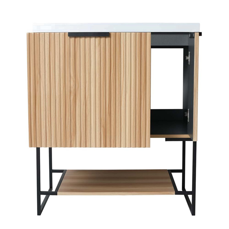 Ensemble de meuble-lavabo simple 29,52 po avec plateau en résine Elodi, Érable