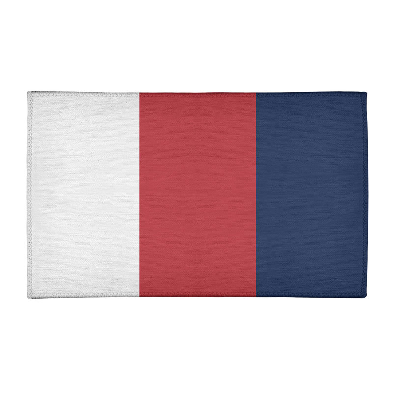 Tapis blanc rayé/rouge/bleu marine Boston, Rectangle 3 pi x 5 pi