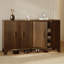 Buffet de style Mid-Century à cannelures, rangement de 55 po avec portes - brun noyer