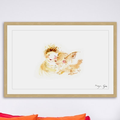 'Boy and Dog Love' by Maya Gur Framed Print