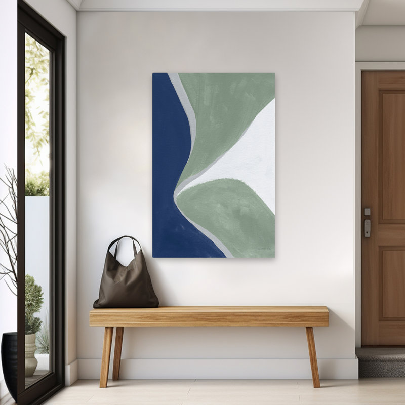 Abstrait et bleu, bleu, vert, art abstrait III, H 60 po x l 40 po