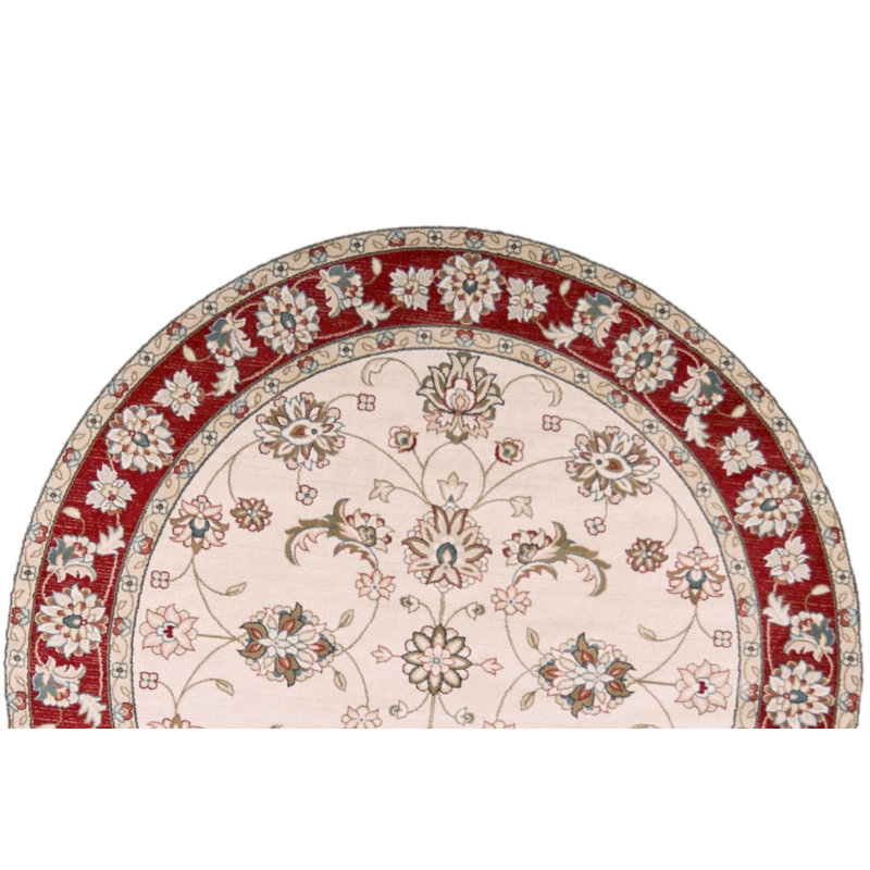Arnot Indoor Rug, Round 8'', Ivory/Red