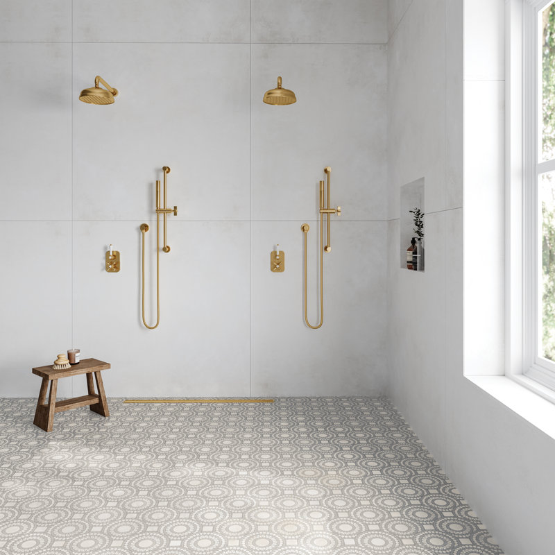 Solis Marble Random Mosaic Wall & Floor Tile, White Carrara/Bardiglio