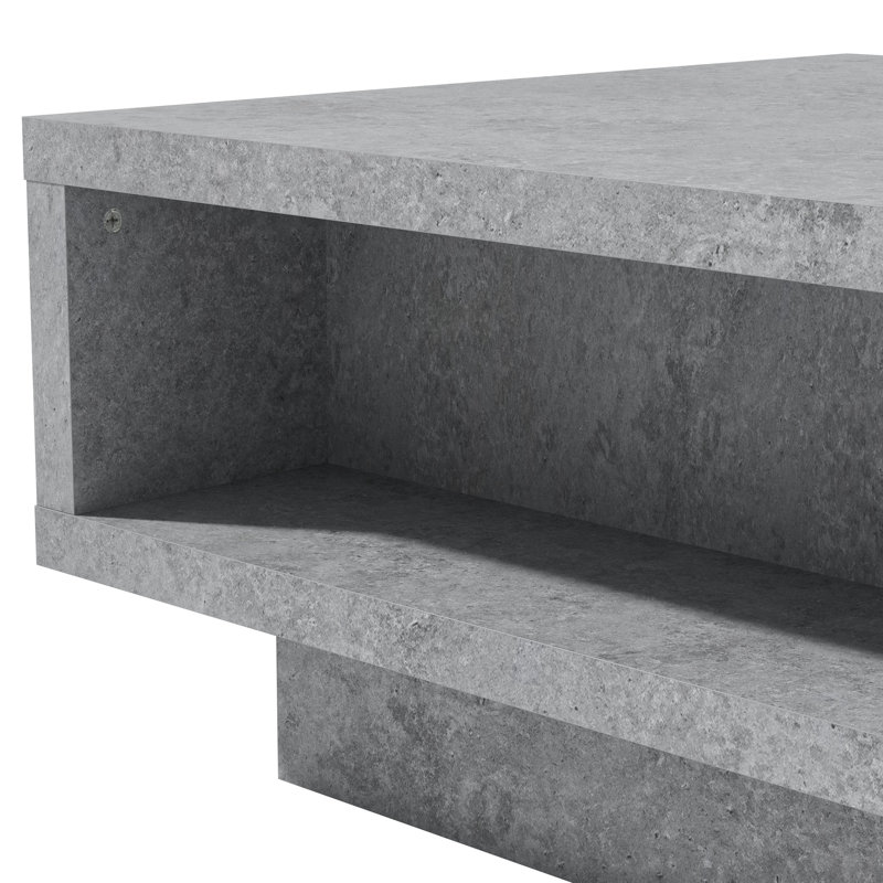 Caomhan Pedestal Coffee Table with Storage, Gris béton frais