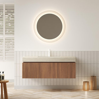 Meuble-lavabo de 48 po avec lavabo, armoire de rangement murale en contreplaqué avec tiroir et 2 portes, comptoir à motif de travertin avec lavabo Roma, pré-assemblé