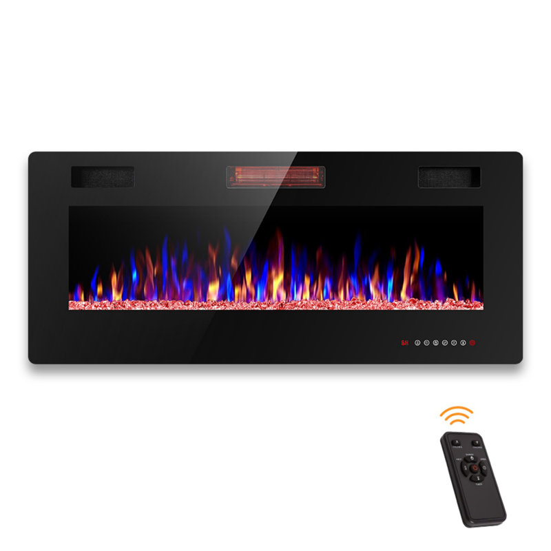 42-Inch Thin Dreamy Electric Fireplace Insert: For Recessed Or Wall-Mounted, Temperature Control At Will, Flame Dance With Remote, Time-Appointed Bliss!