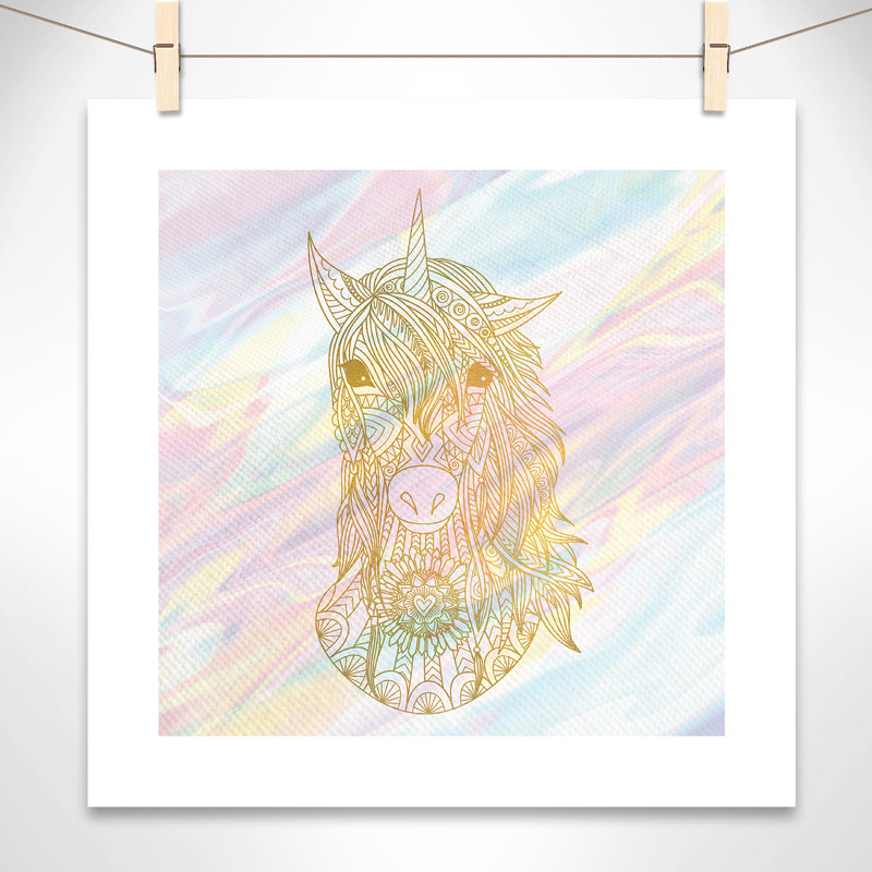 Dreaming licorne 2, H 20" x l 20" x P 1", Papier